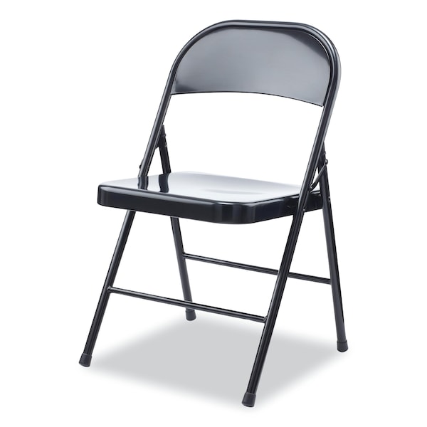 Armless Steel Folding Chair, Supports Up To 275 Lb, Black, PK4, 4PK